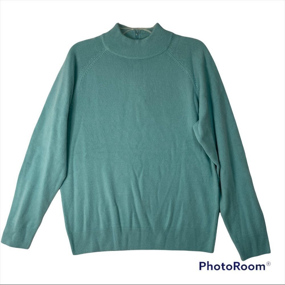 the tog shop vintage powder blue mock turtle neck sweater petite medium back zip